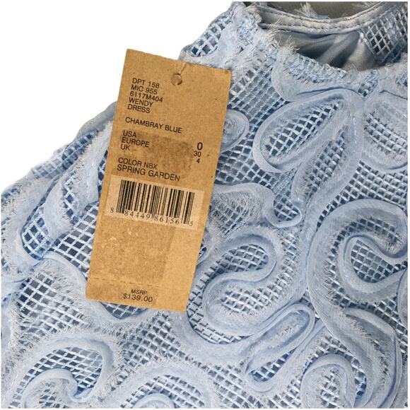 Cremieux Wendy Dress Sleeveless Lace Mini Blue sz 0 Women's Party Event NEW - Picture 4 of 10